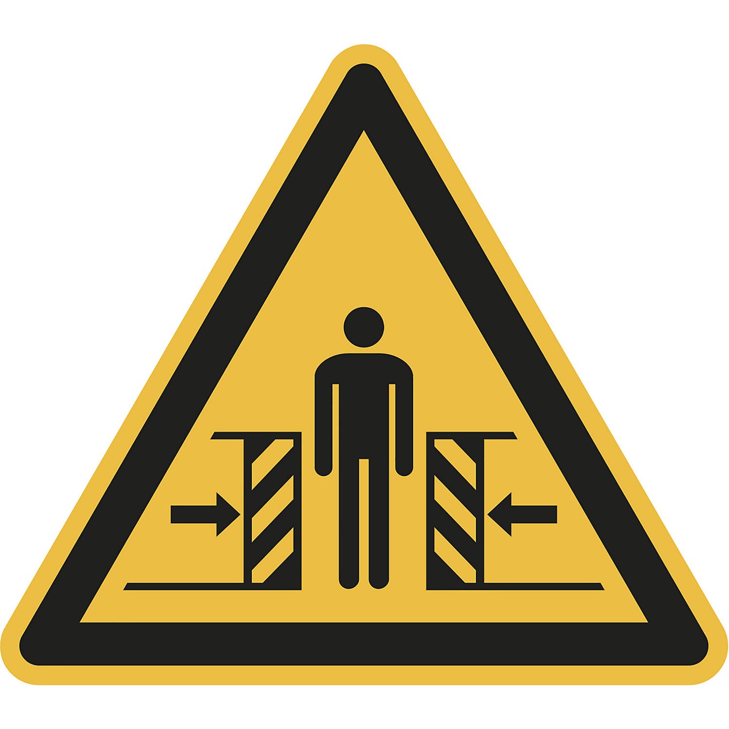 Hazard signs, hazard: crush injuries, pack of 10, film, leg length 100 mm.
