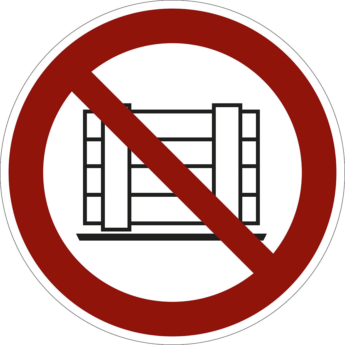Prohibition sign, placing and storing items prohibited, pack of 10, film, Ø 100 mm.