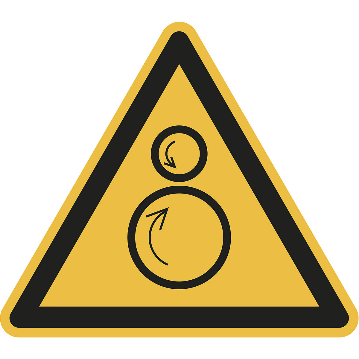 Hazard signs, hazard: counter rotating rollers, pack of 10, plastic, leg length 200 mm.