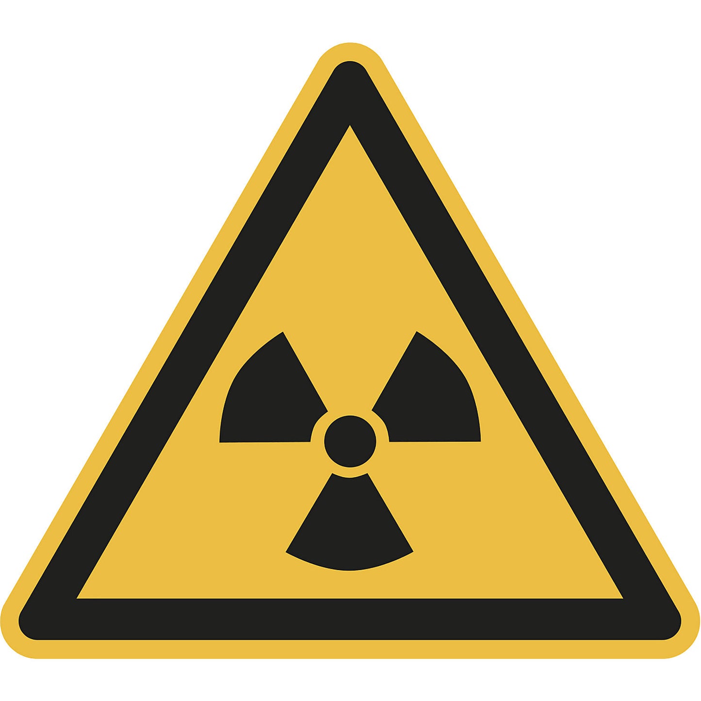 Hazard signs, hazard: radioactive materials or ionising radiation, pack of 10, film, leg length 100 mm.