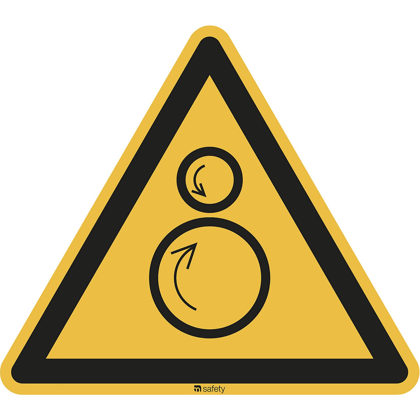 Hazard signs, hazard: counter rotating rollers, pack of 10, aluminium, leg length 100 mm.