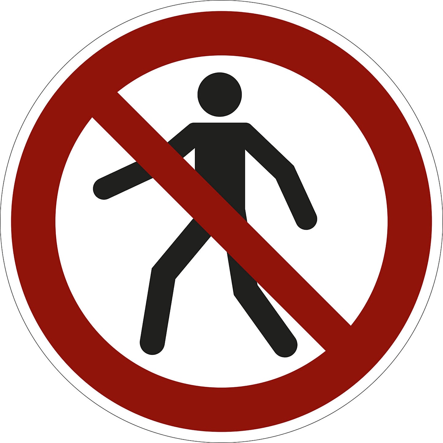 Prohibition sign, no pedestrian access, pack of 10, film, Ø 100 mm.