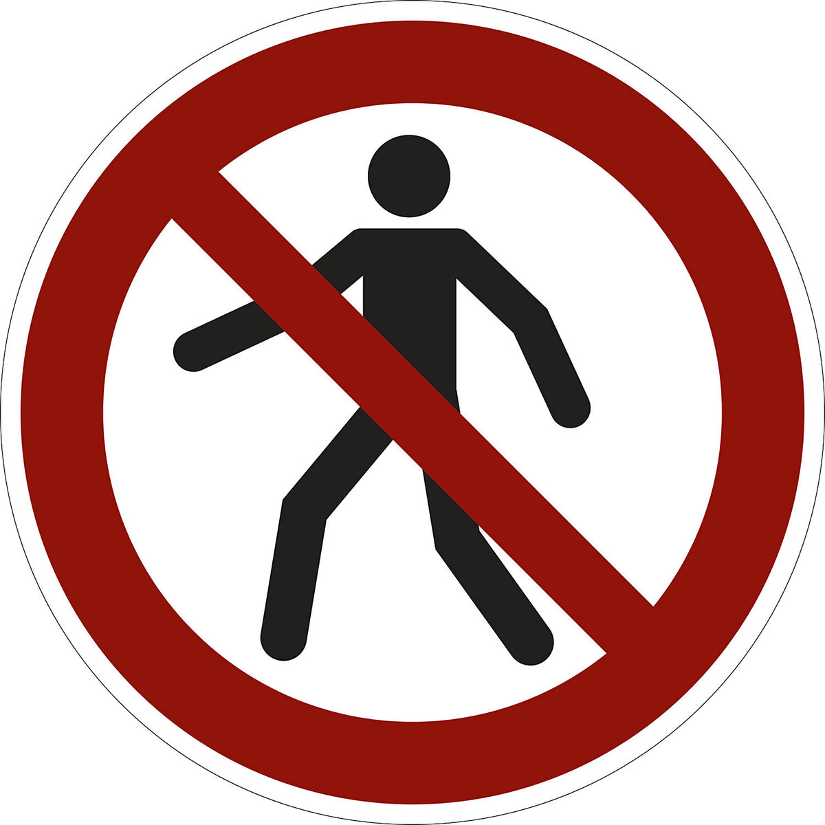 Prohibition sign, no pedestrian access, pack of 10, plastic, Ø 200 mm.