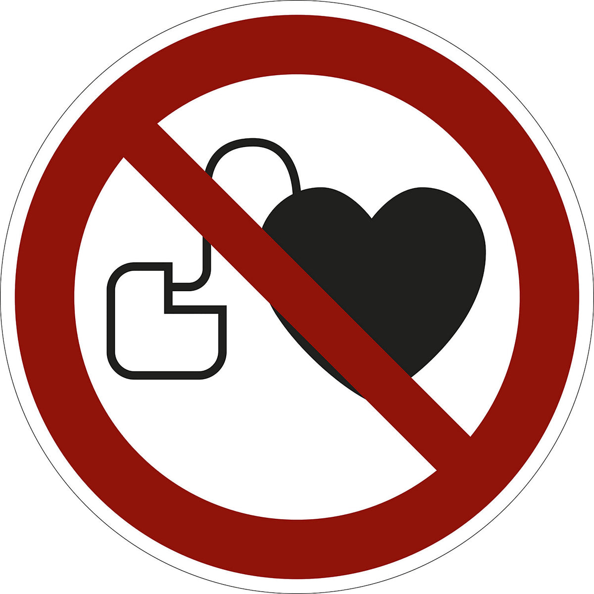 Prohibition sign, no access for people with active implanted cardiac devices, pack of 10, film, Ø 100 mm.