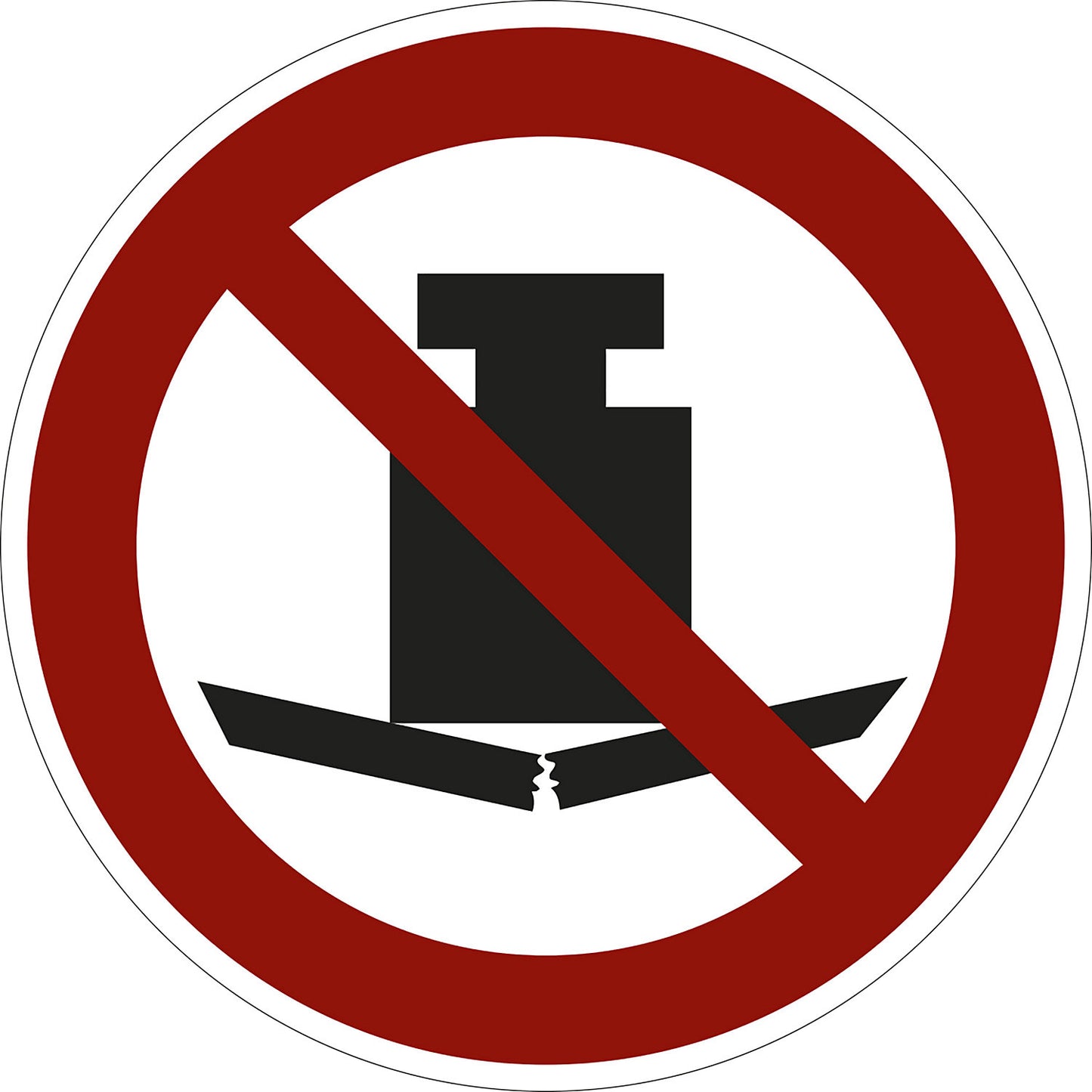 Prohibition sign, no heavy loads, pack of 10, plastic, Ø 200 mm.