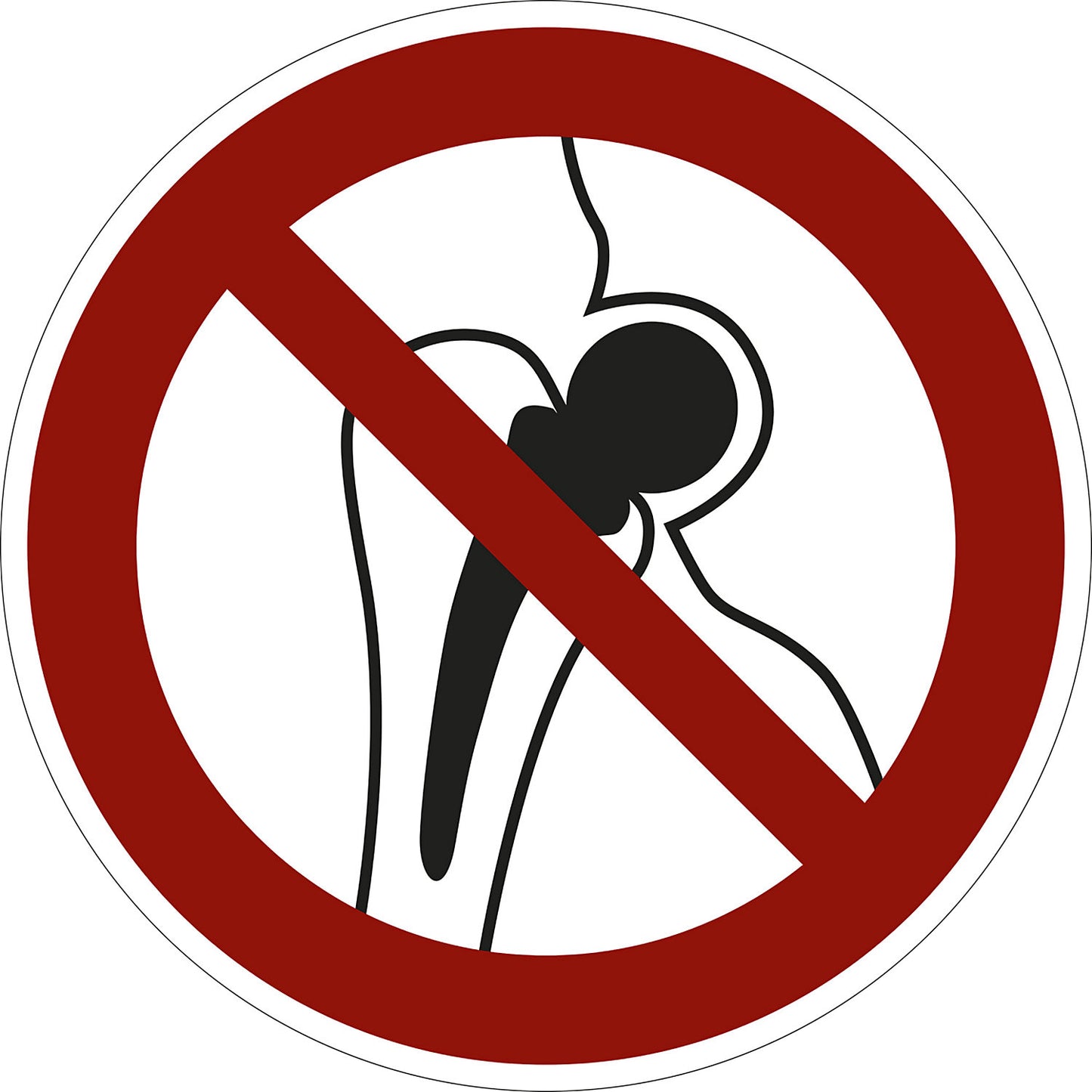 Prohibition sign, no access for persons with metallic implants, pack of 10, film, Ø 100 mm.