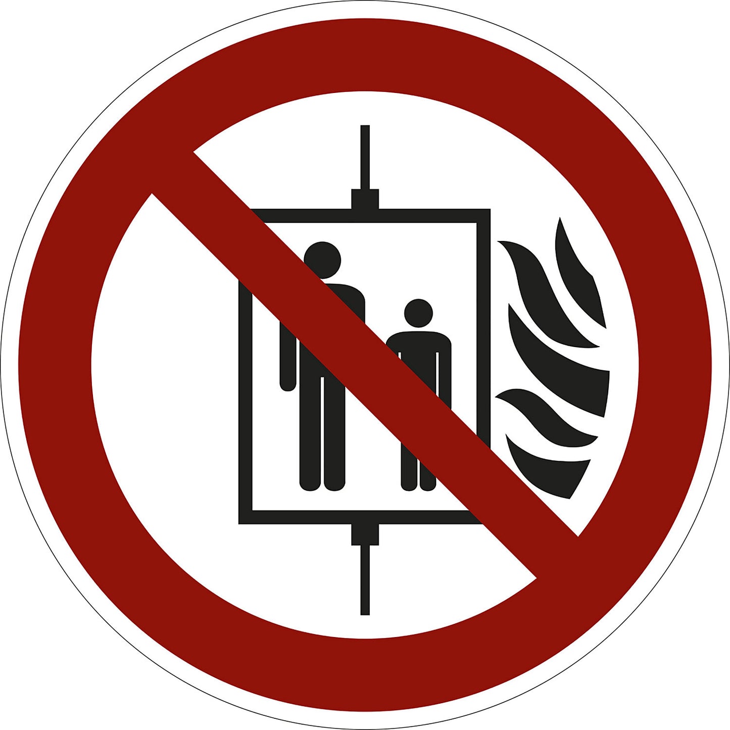 Prohibition sign, do not use lift in the event of fire, pack of 10, film, Ø 100 mm.