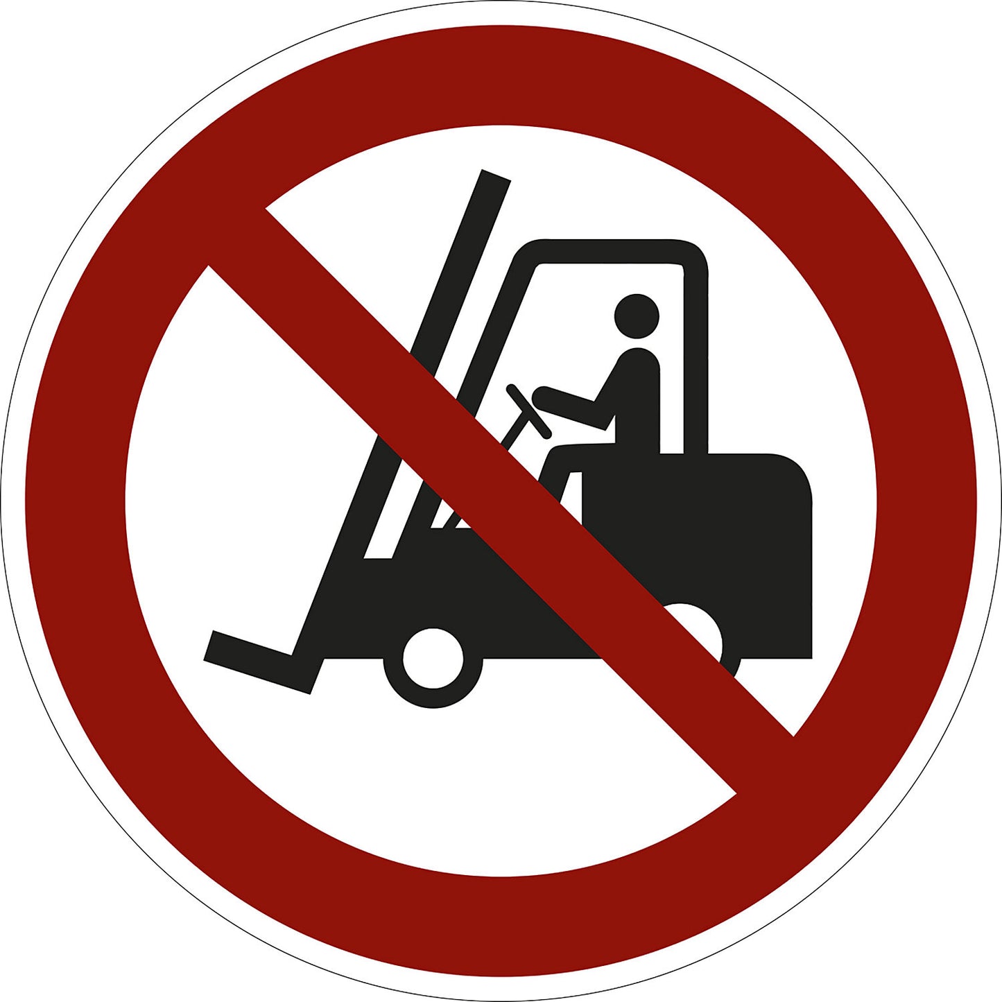 Prohibition sign, no access entry for fork lift trucks, pack of 10, plastic, Ø 200 mm.