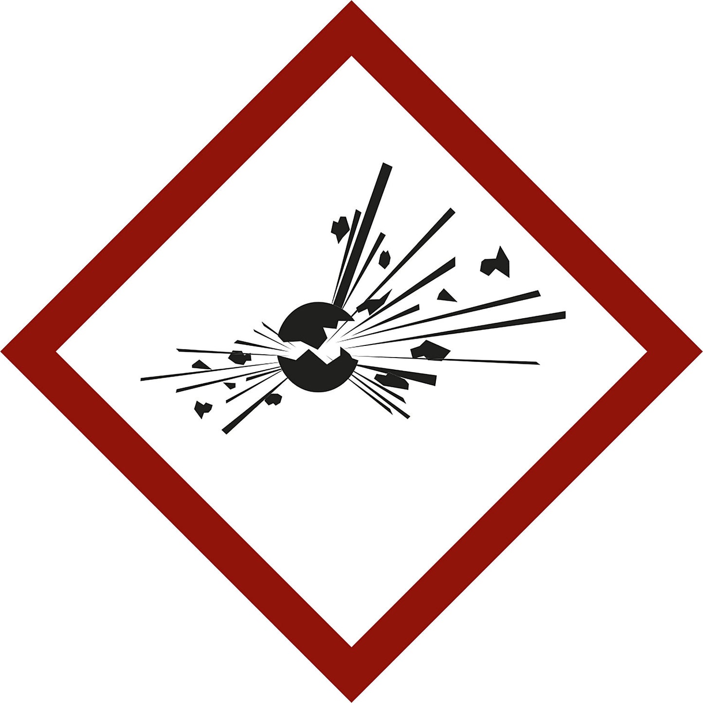 Hazardous materials label, exploding bomb, pack of 10, film, 105 x 105 mm.