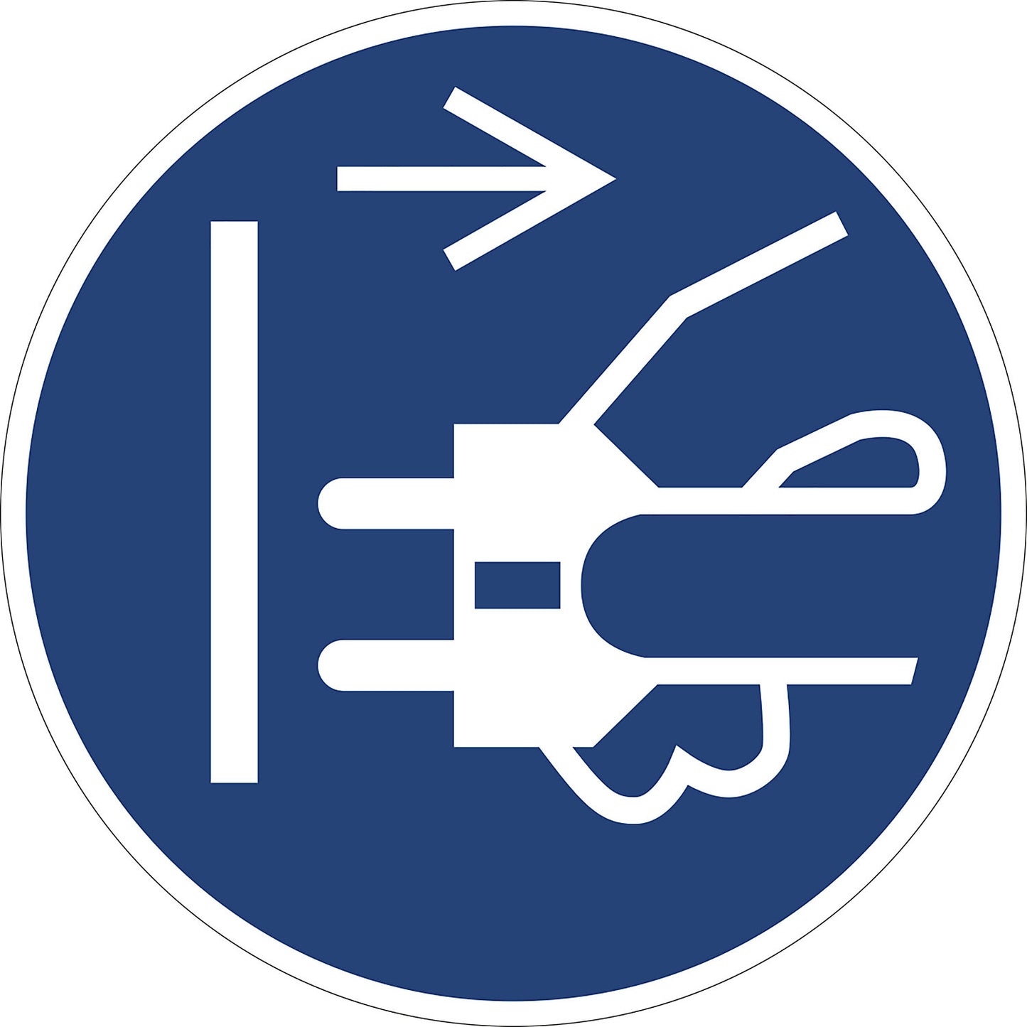 Mandatory signs, disconnect mains plug before opening, pack of 10, film, Ø 200 mm.