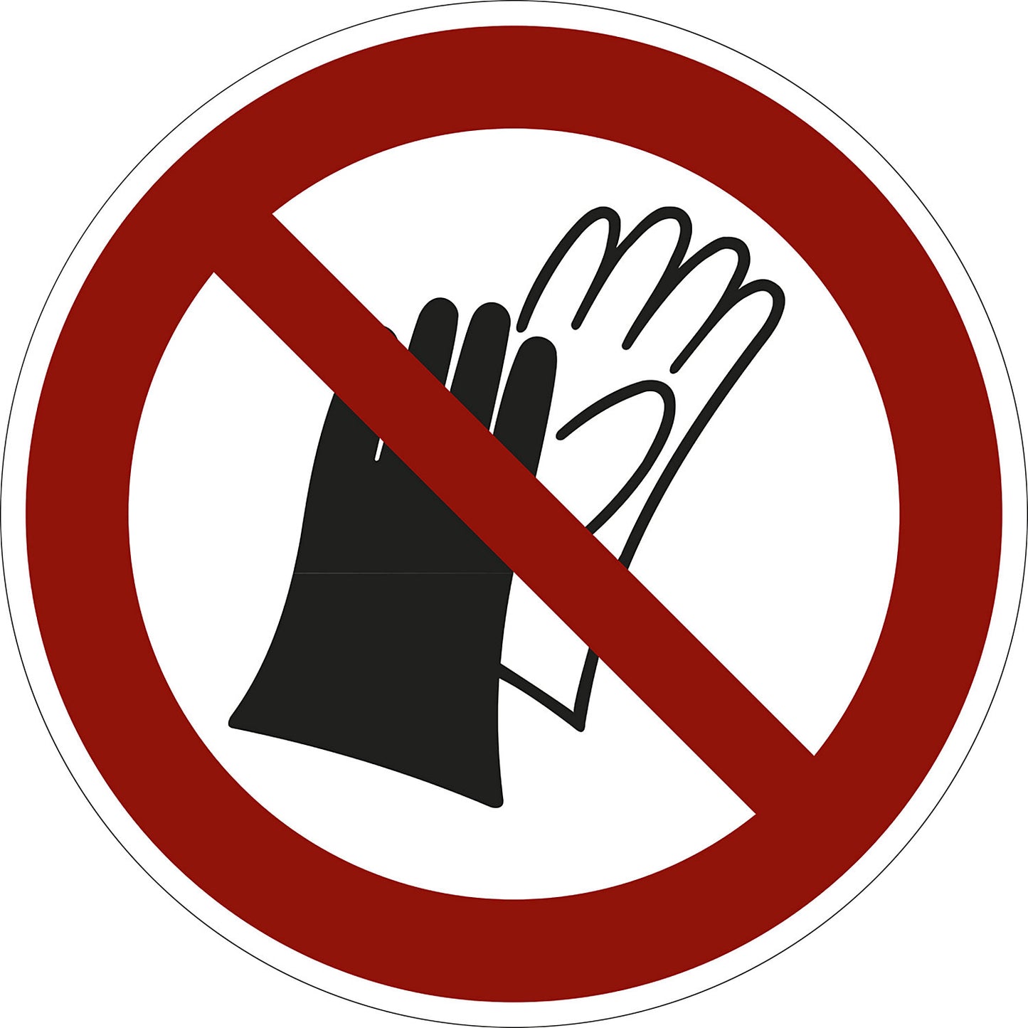 Prohibition sign, do not wear gloves, pack of 10, film, Ø 200 mm.