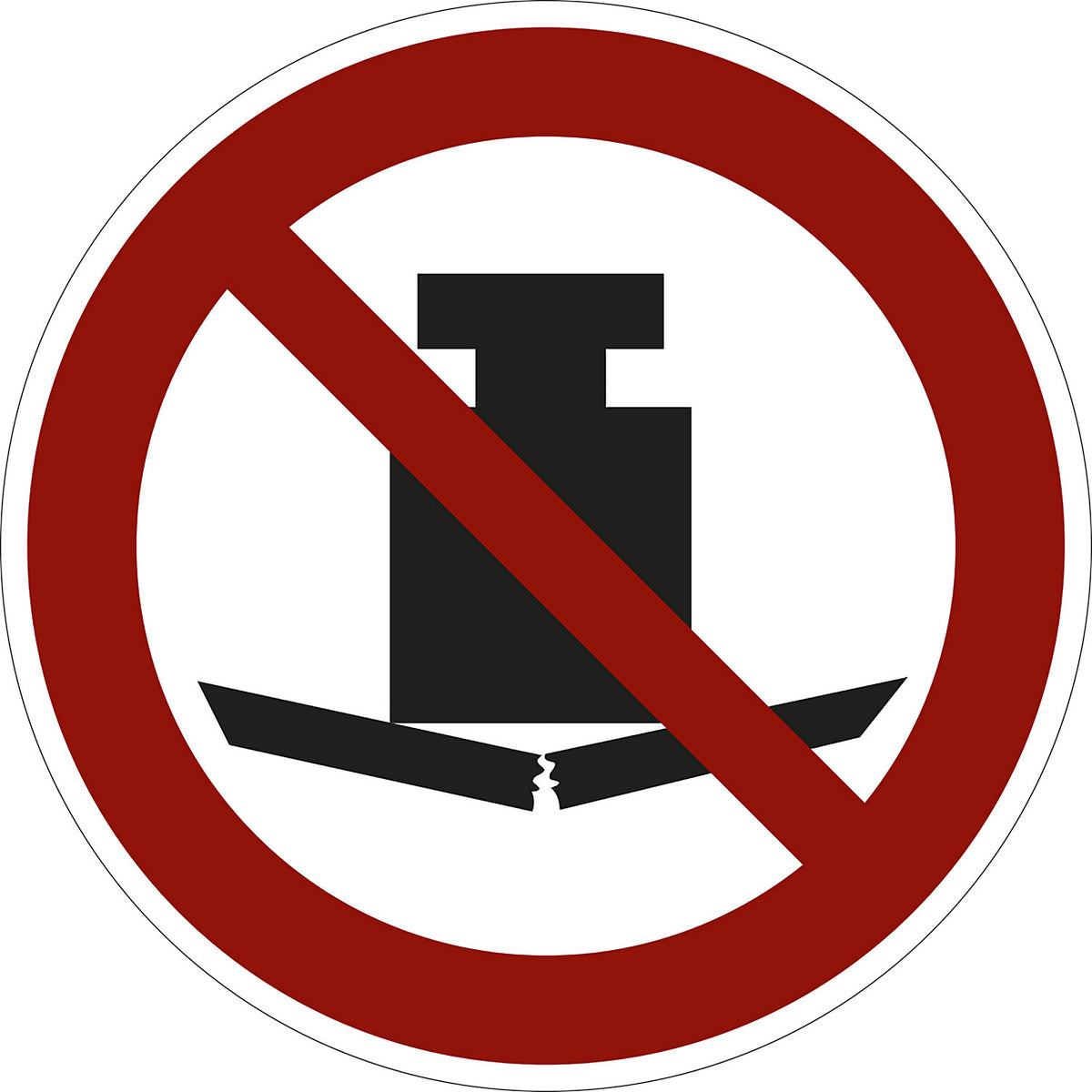 Prohibition sign, no heavy loads, pack of 10, film, Ø 200 mm.