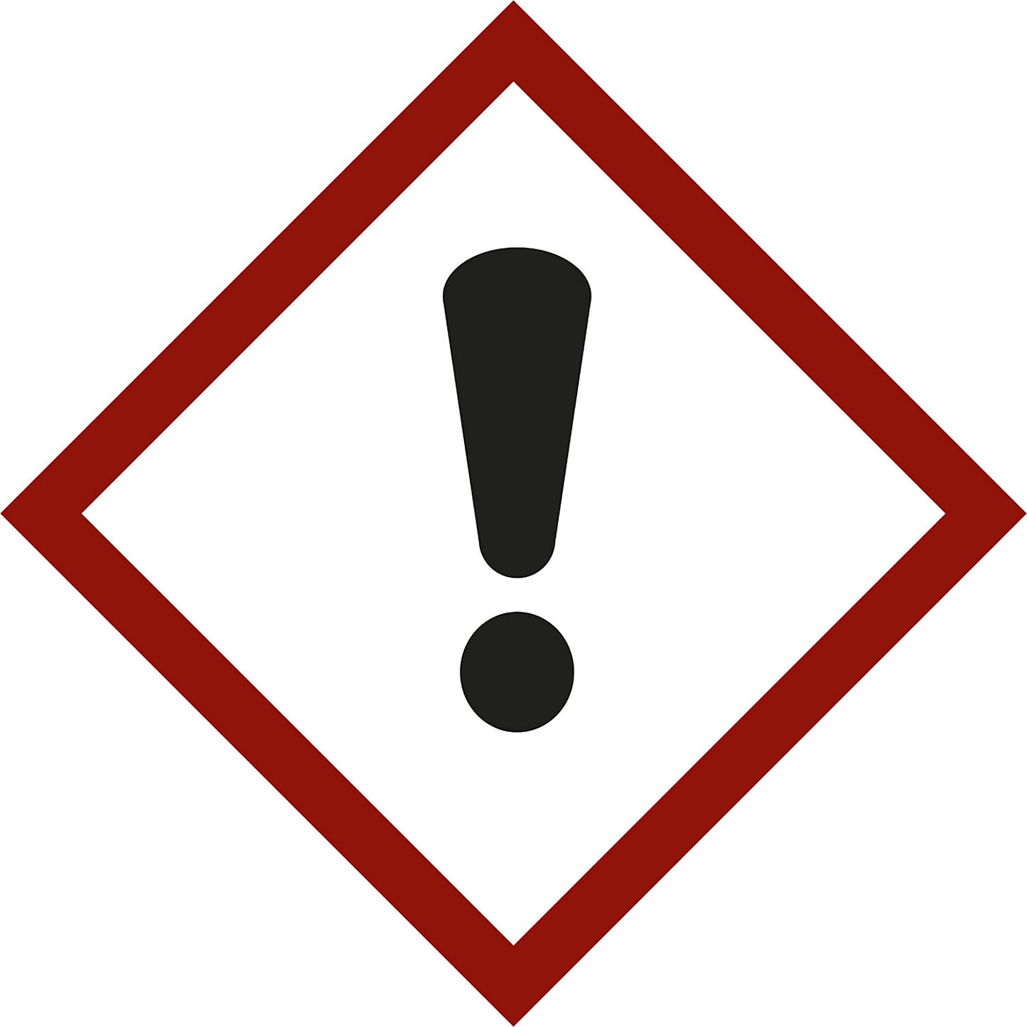 Hazardous materials label, exclamation mark, pack of 10, film, 105 x 105 mm.