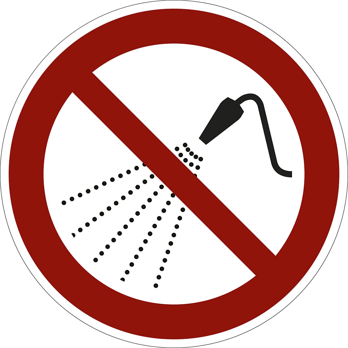 Prohibition sign, do not spray with water, pack of 10, film, Ø 100 mm.