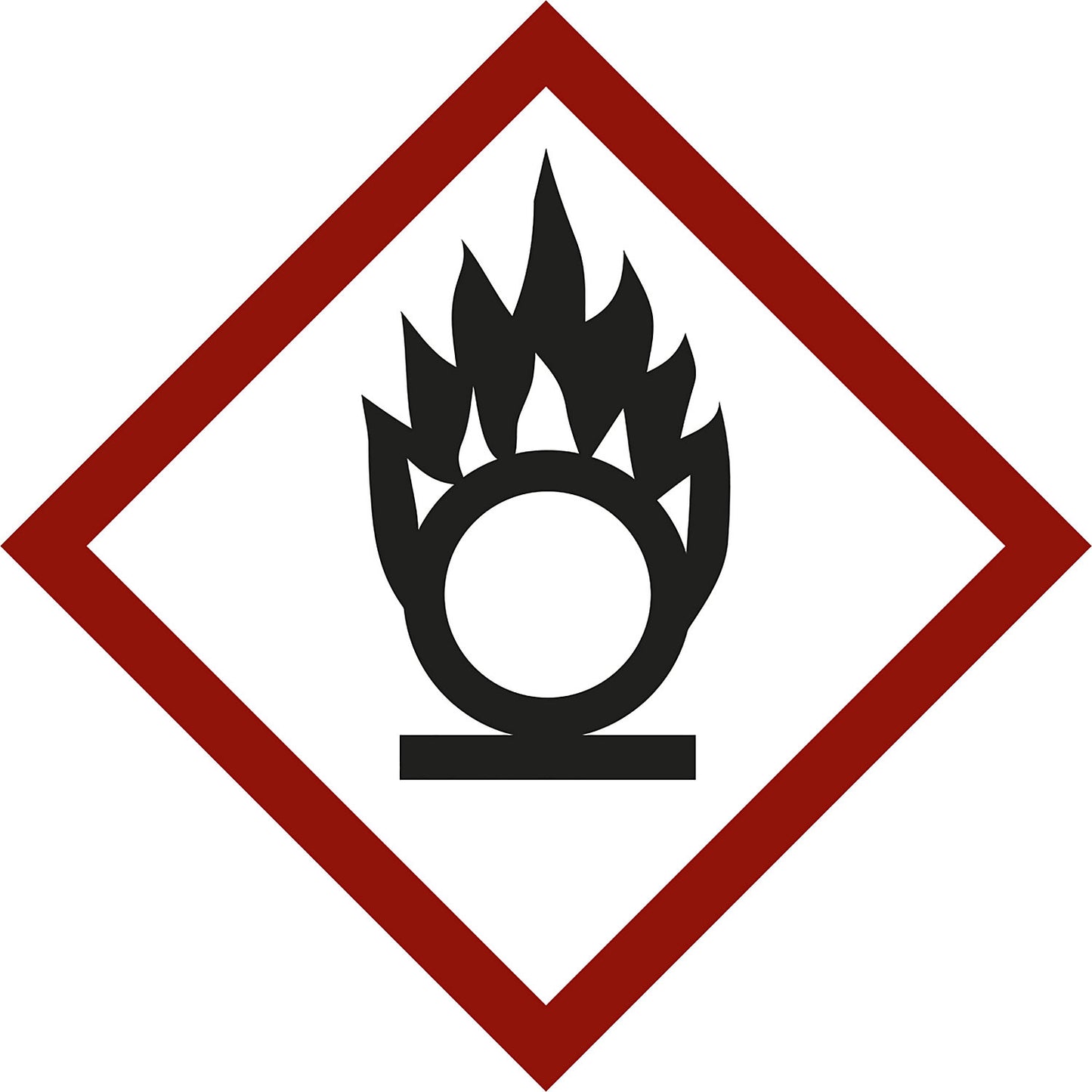 Hazardous materials label, flame above circle, pack of 10, film, 105 x 105 mm.