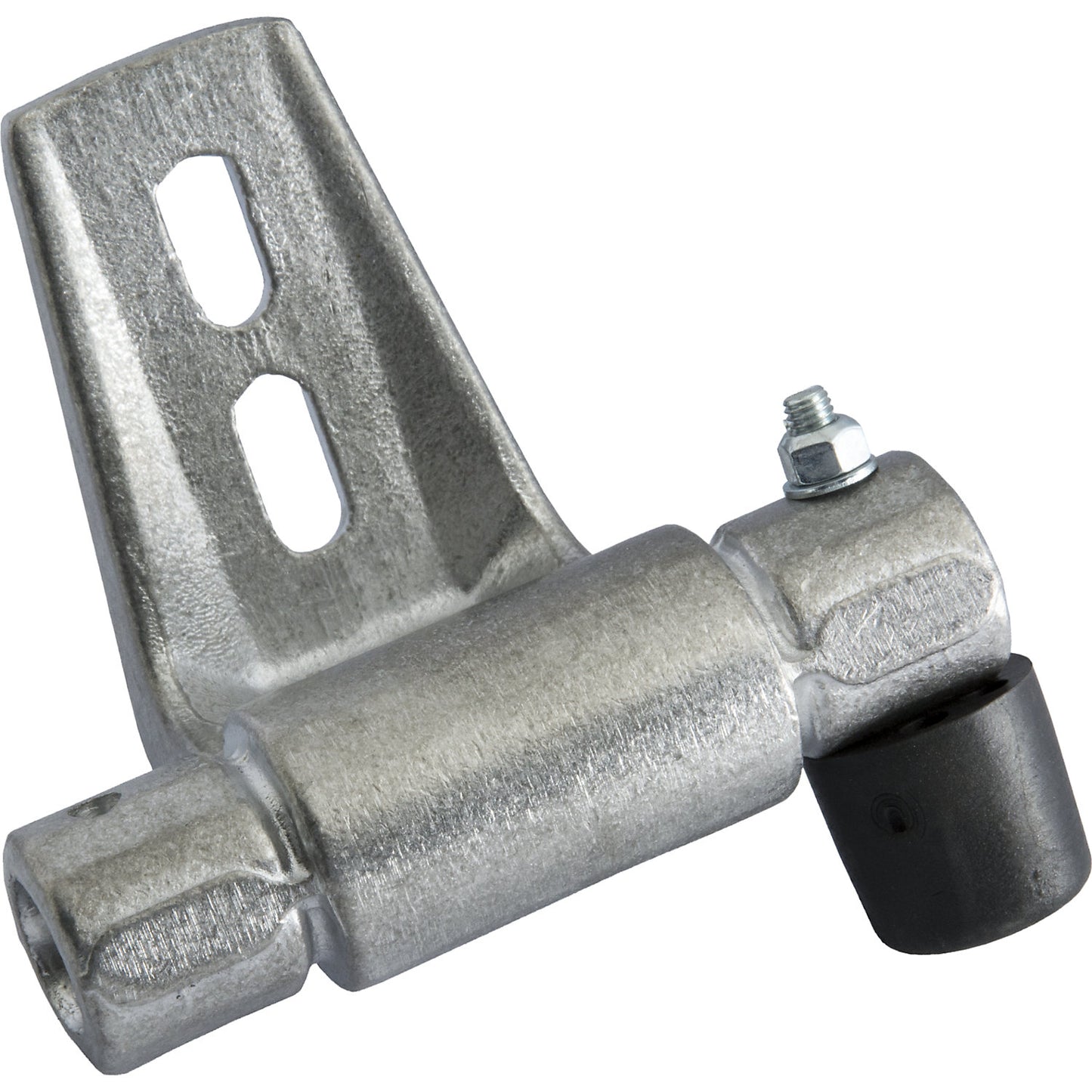 Holder for round tubing rail system, with right side end stop, 1+ items.