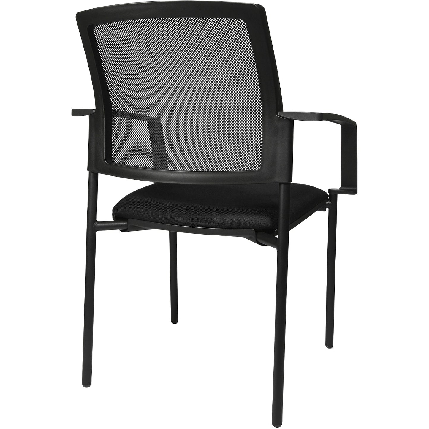 Mesh stacking chair, 4-leg, pack of 2, black seat, black frame.