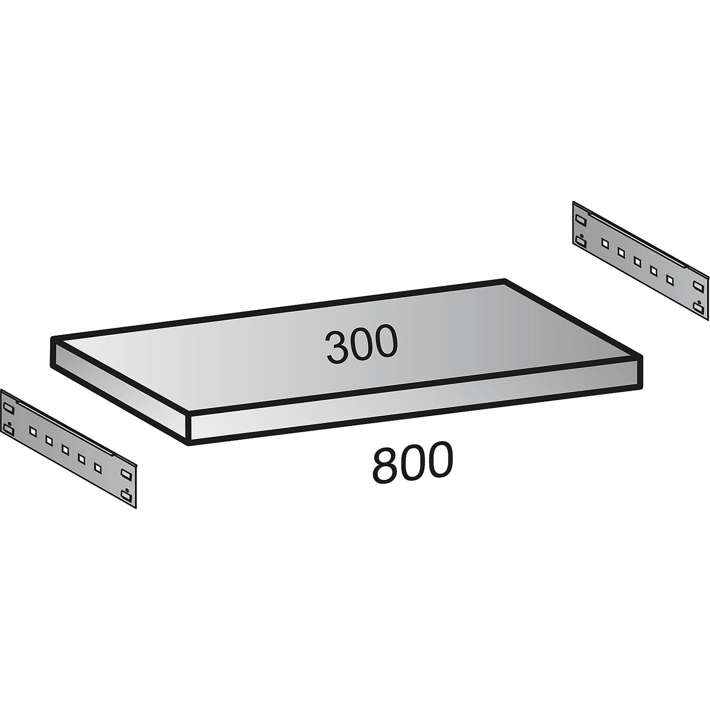 Boltless industrial and storage shelving unit, h 3000 mm, shelf width 800 mm, 7 shelves, depth 300 mm, standard shelf unit.
