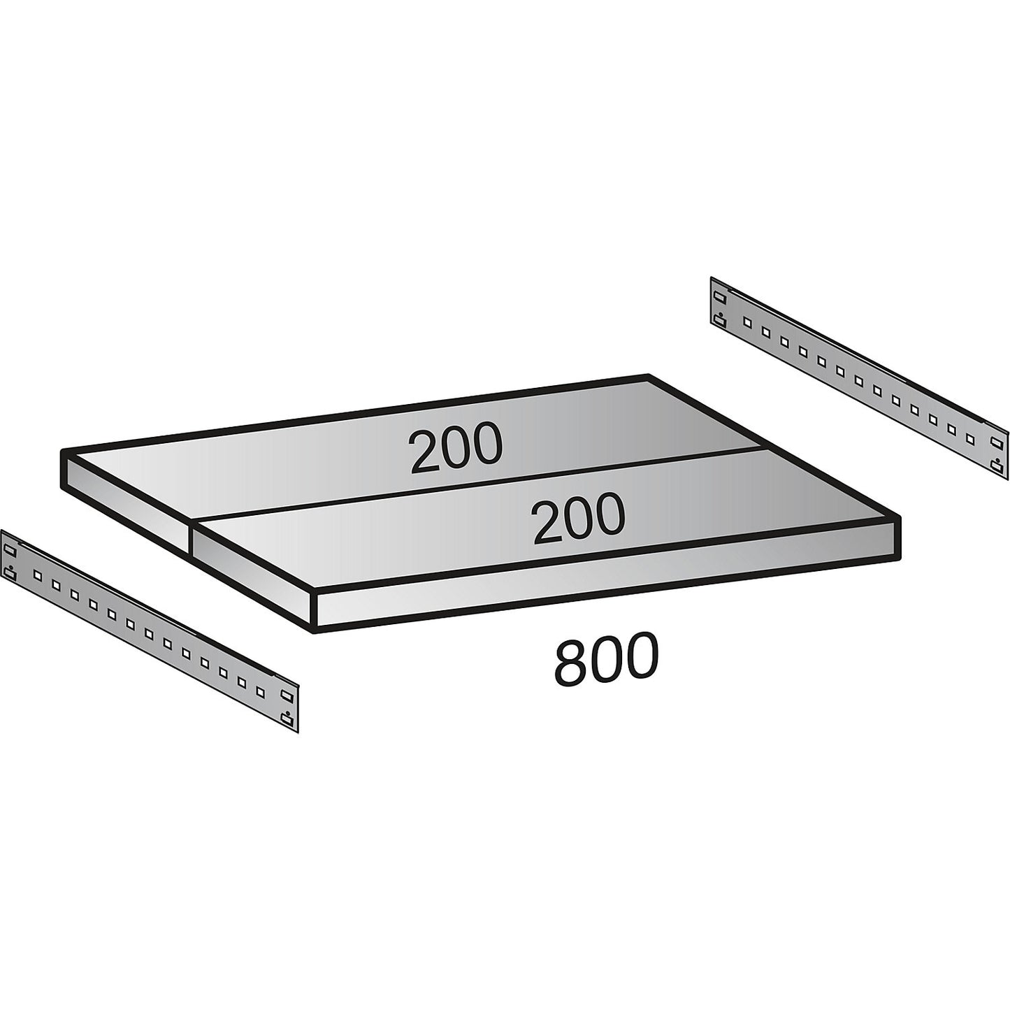 Boltless industrial and storage shelving unit, h 2640 mm, shelf width 800 mm, 7 shelves, depth 400 mm, standard shelf unit.
