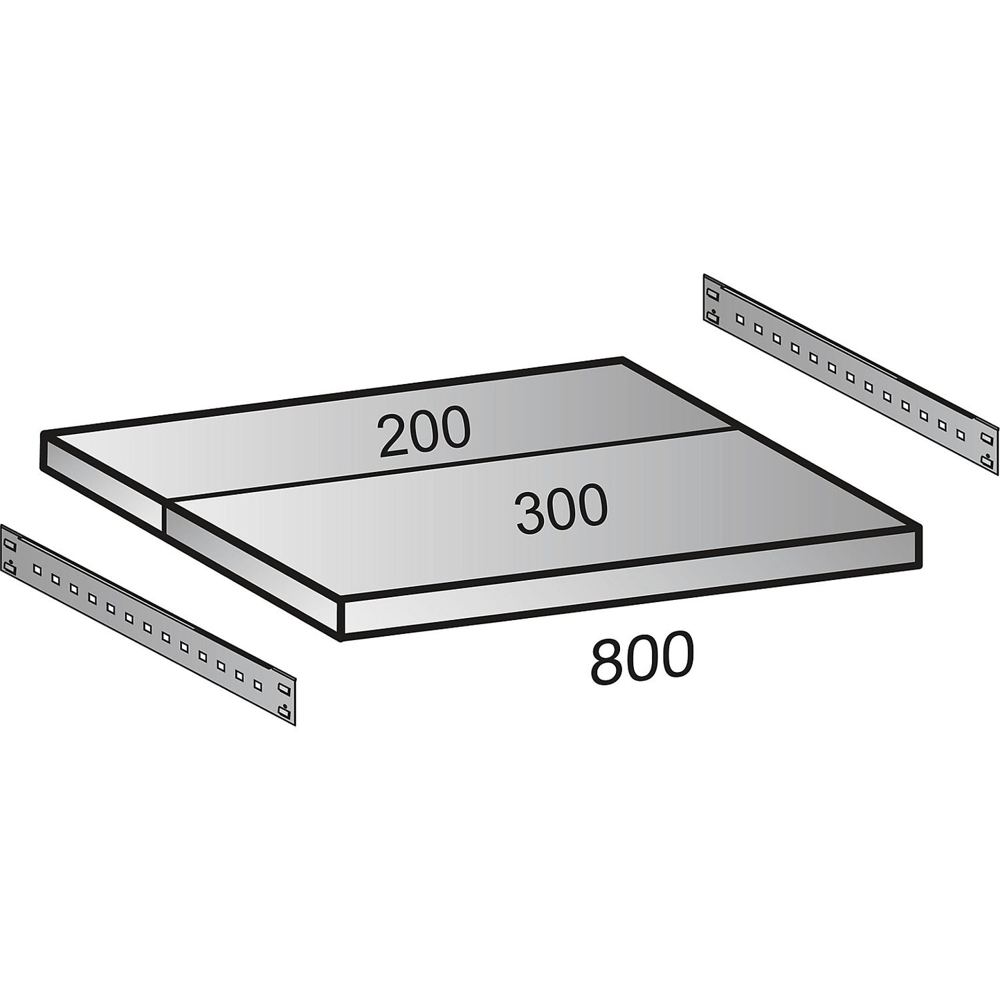 Boltless industrial and storage shelving unit, h 2640 mm, shelf width 800 mm, 7 shelves, depth 500 mm, standard shelf unit.