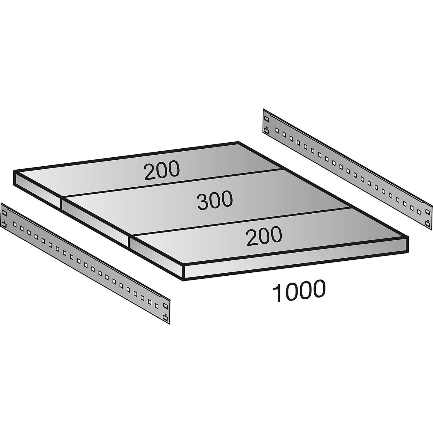 Boltless industrial and storage shelving unit, h 2640 mm, shelf width 1000 mm, 7 shelves, depth 700 mm, extension shelf unit.