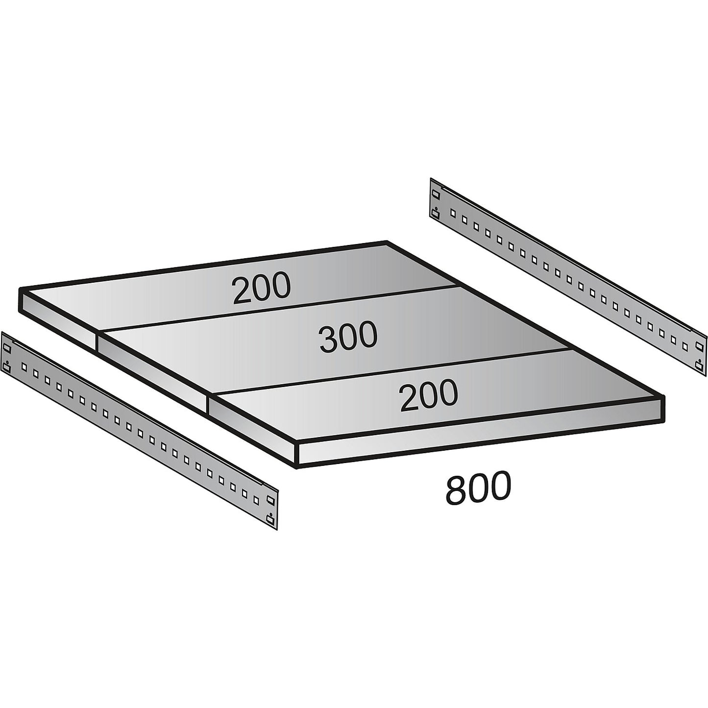 Boltless industrial and storage shelving unit, h 3000 mm, shelf width 800 mm, 7 shelves, depth 700 mm, standard shelf unit.