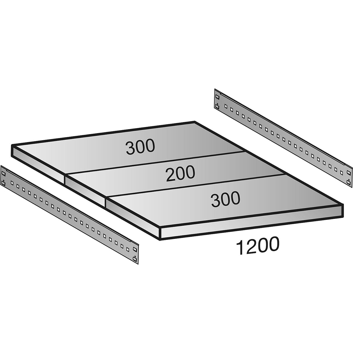 Boltless industrial and storage shelving unit, h 3000 mm, shelf width 1200 mm, 7 shelves, depth 800 mm, extension shelf unit.