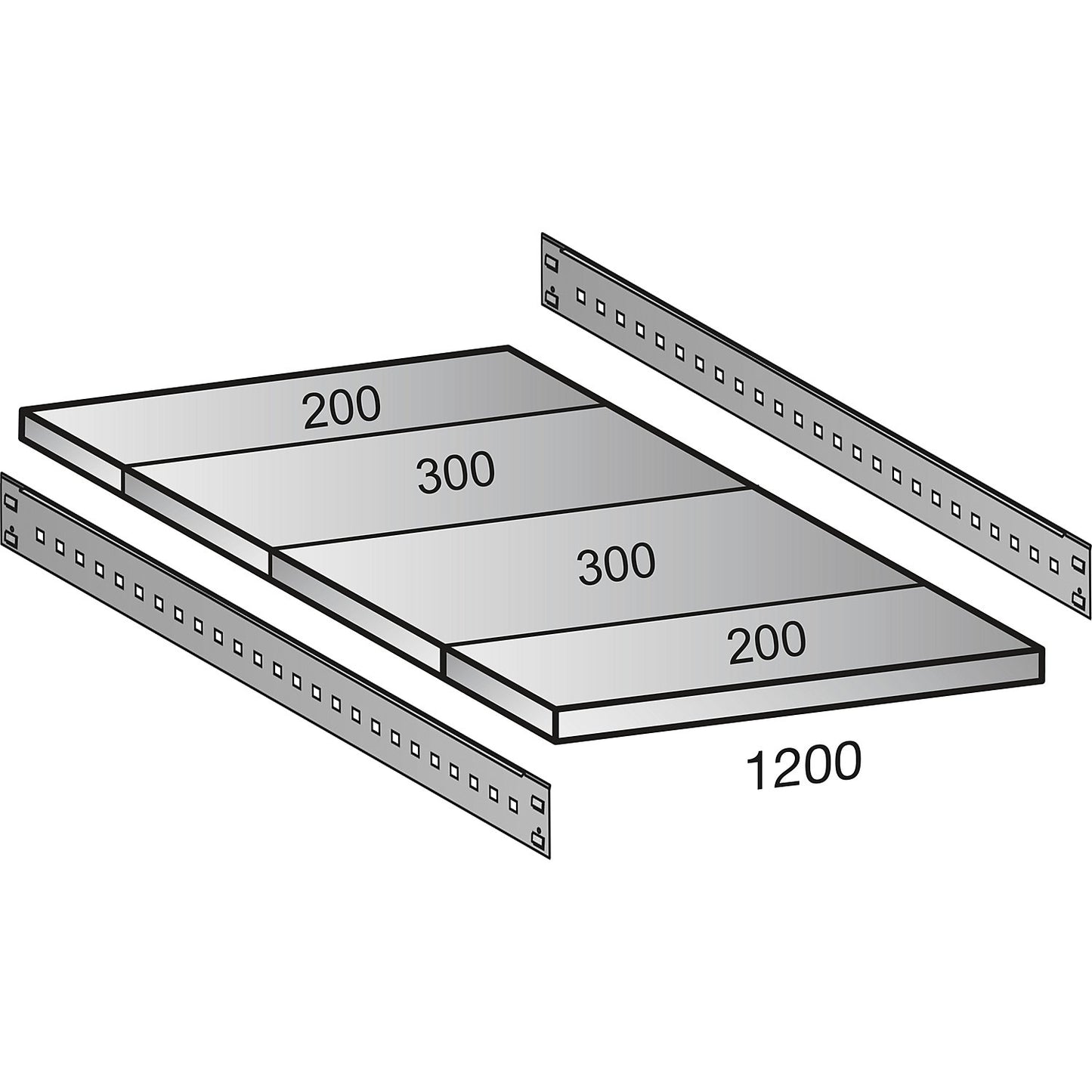 Boltless industrial and storage shelving unit, h 2640 mm, shelf width 1200 mm, 7 shelves, depth 1000 mm, extension shelf unit.
