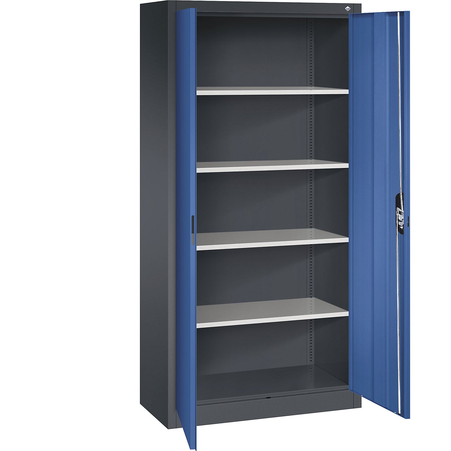 ACURADO universal cupboard, WxD 930 x 400 mm, black grey / gentian blue.