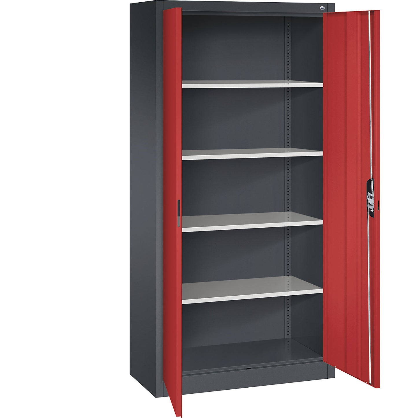 ACURADO universal cupboard, WxD 930 x 400 mm, black grey / flame red.