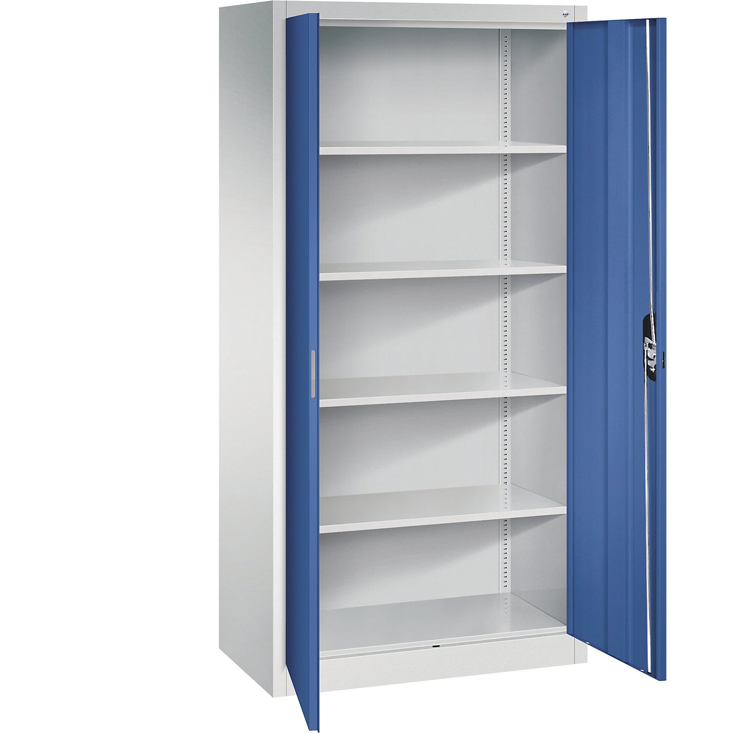 ACURADO universal cupboard, WxD 930 x 500 mm, light grey / gentian blue.