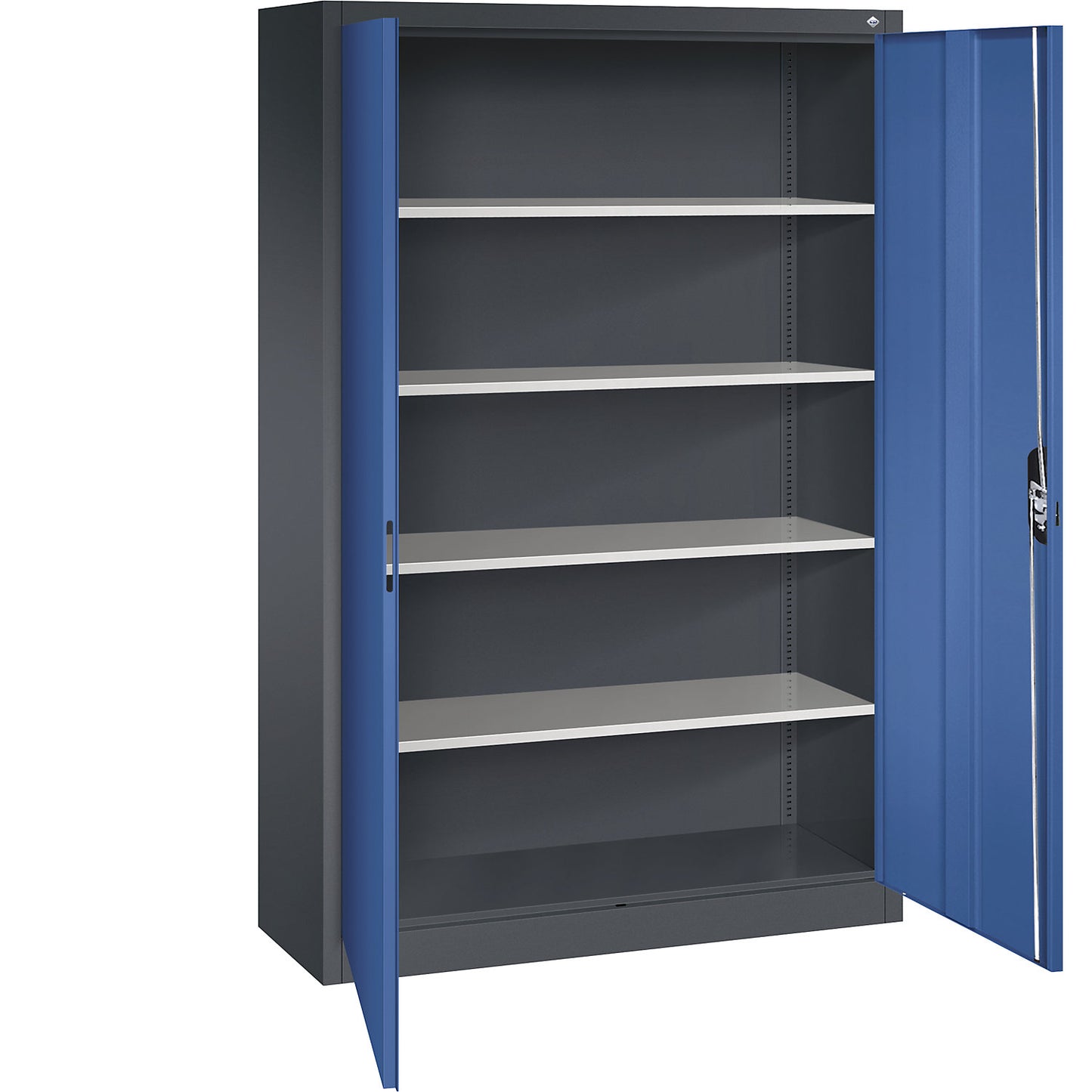 ACURADO universal cupboard, WxD 1200 x 400 mm, black grey / gentian blue.