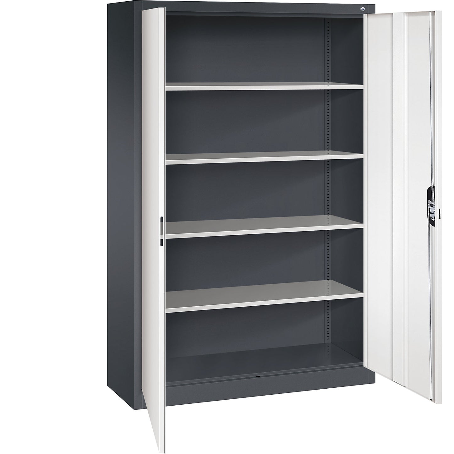 ACURADO universal cupboard, WxD 1200 x 400 mm, black grey / pure white.