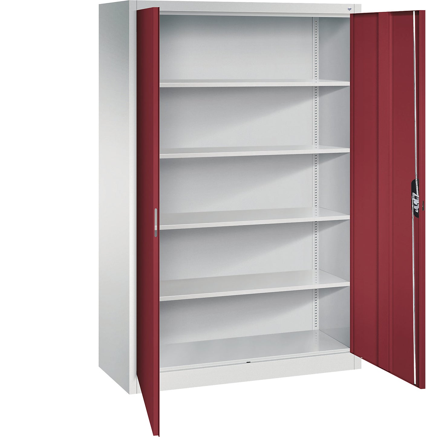ACURADO universal cupboard, WxD 1200 x 500 mm, light grey / ruby red.