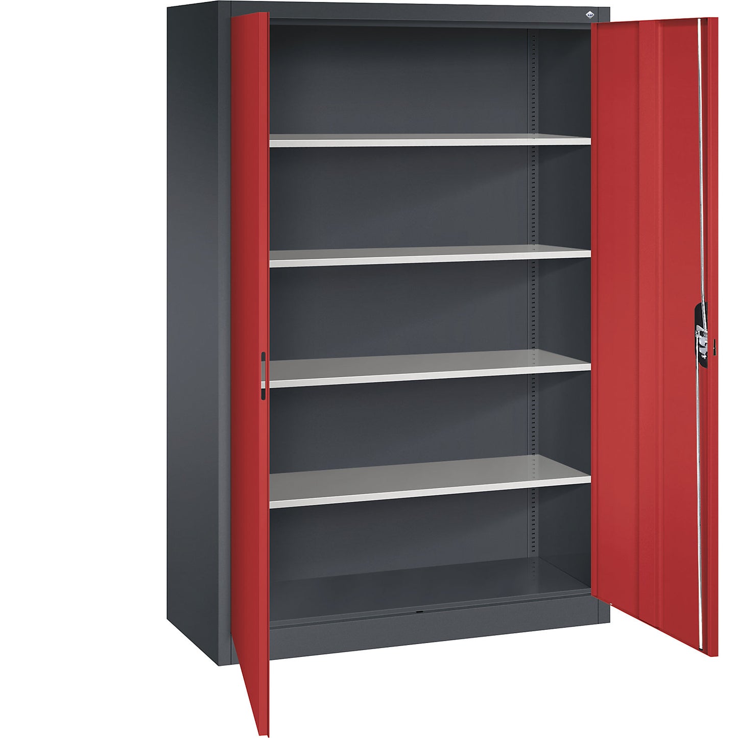ACURADO universal cupboard, WxD 1200 x 500 mm, black grey / flame red.