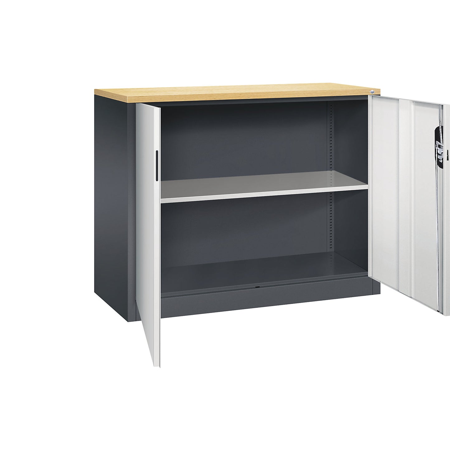 ACURADO filing sideboard, 2 file heights, HxWxD 1000 x 1200 x 500 mm, black grey / light grey.