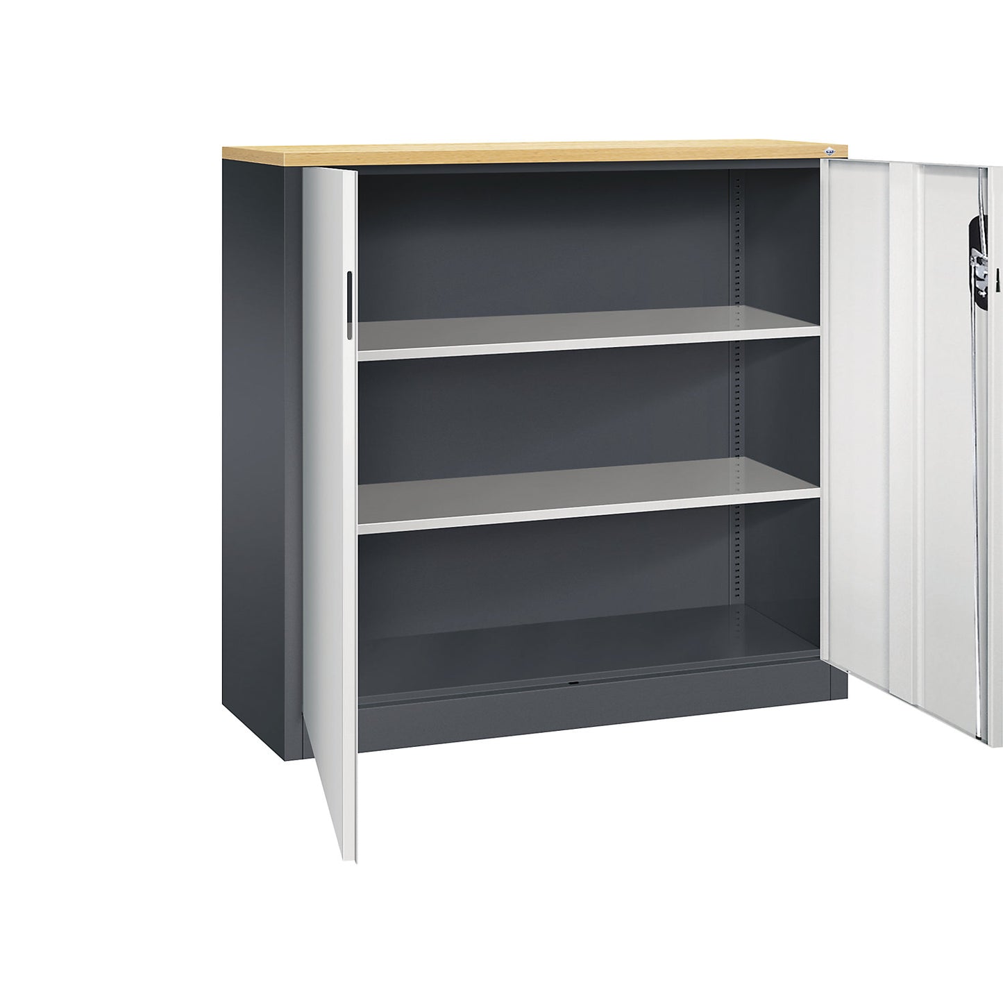 ACURADO filing sideboard, 3 file heights, HxWxD 1200 x 1200 x 400 mm, black grey / light grey.