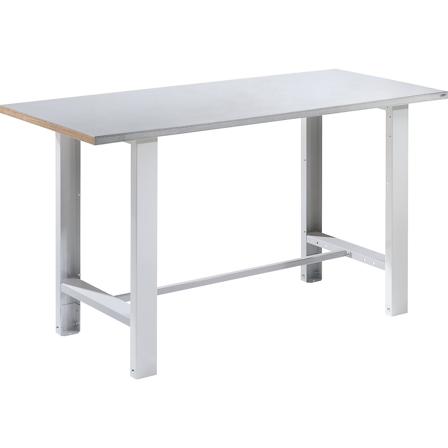 Workbench, modular system, panel width 1500 mm, standard model, sheet steel covered worktop.