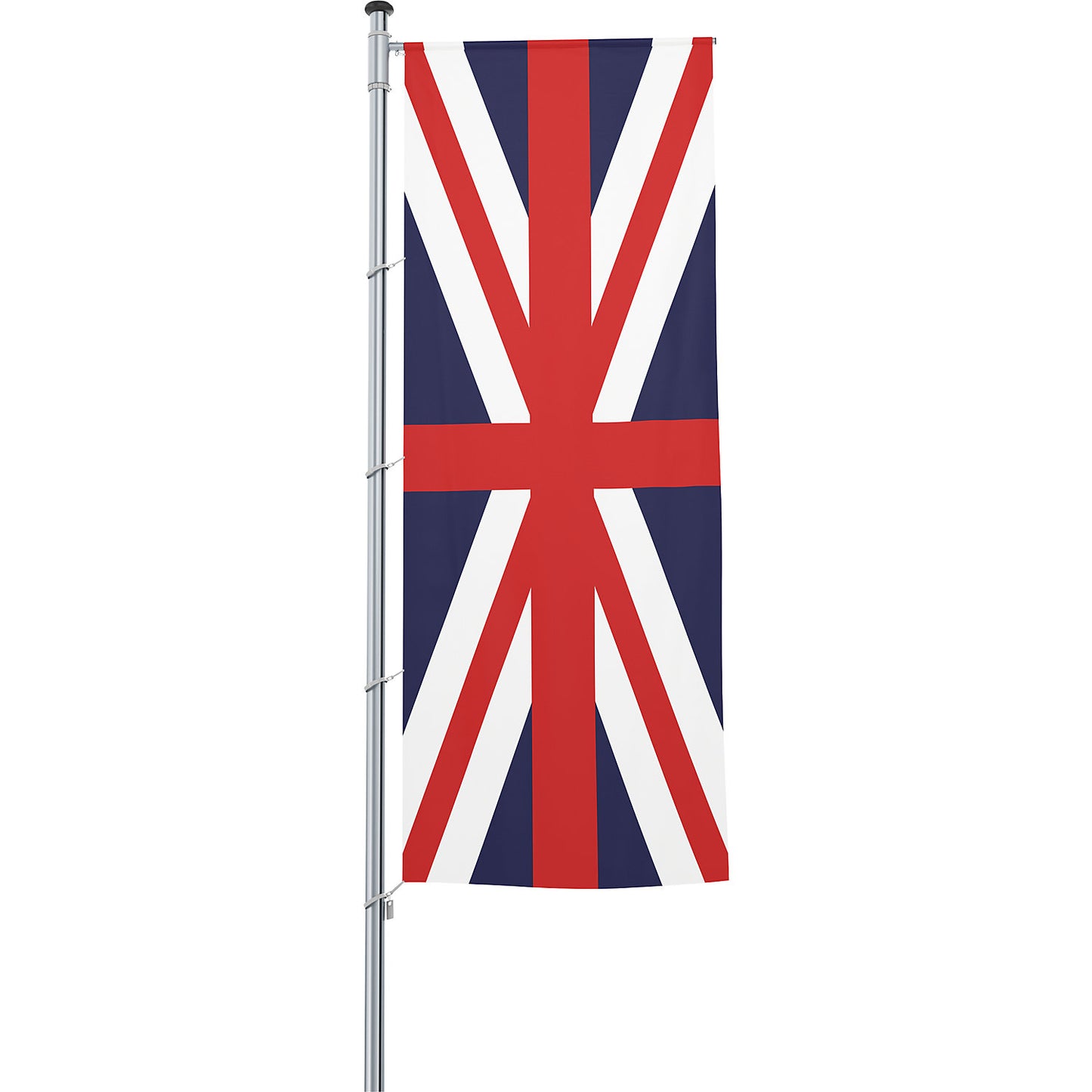 Vertical flag with outrigger/national flag, format 1.2 x 3 m, Great Britain.