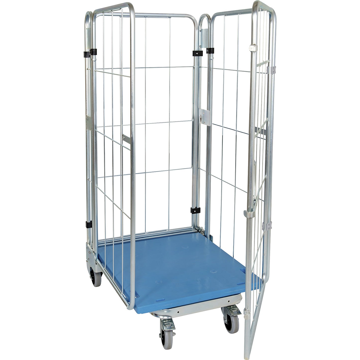 Roll container, nestable, 4-sided, with plastic base, HxWxD 1660 x 729 x 818 mm.