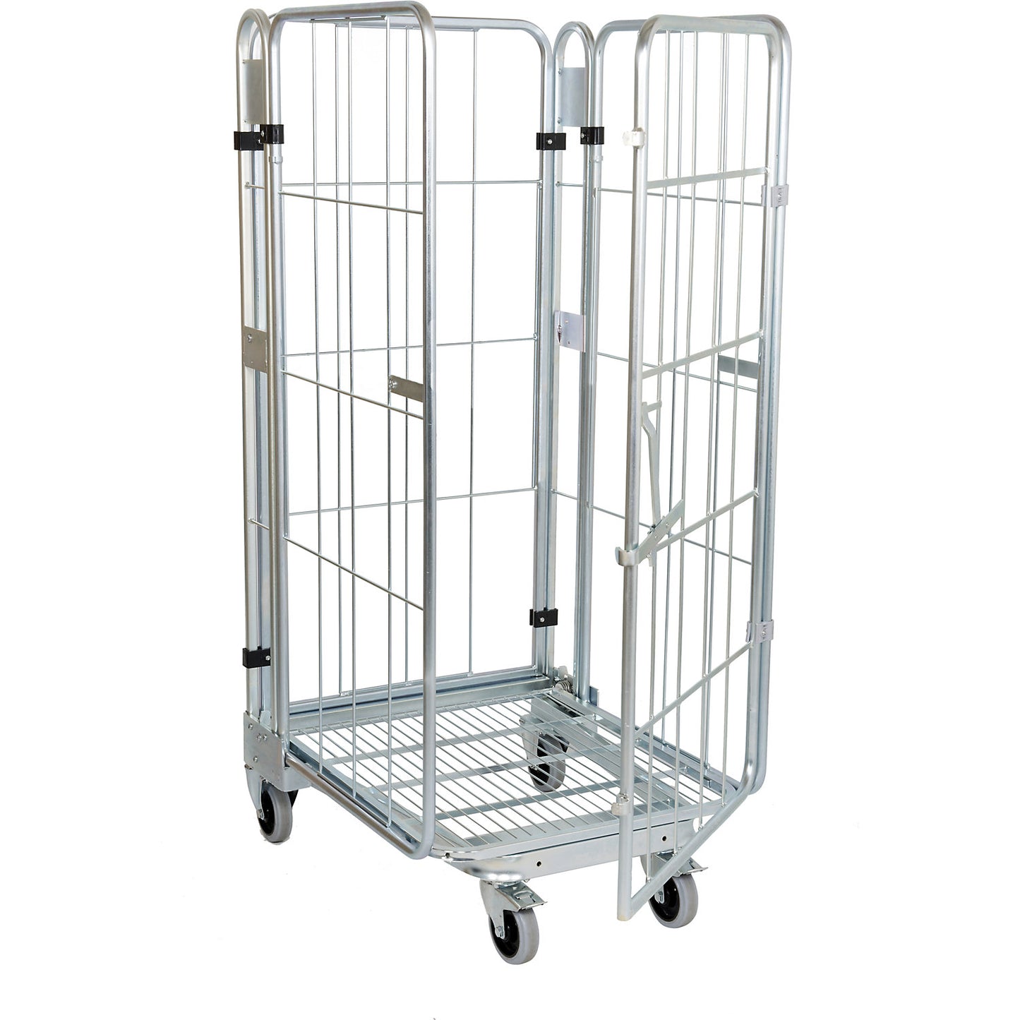 Roll container, nestable, 4-sided, with mesh shelf, HxWxD 1660 x 729 x 818 mm.
