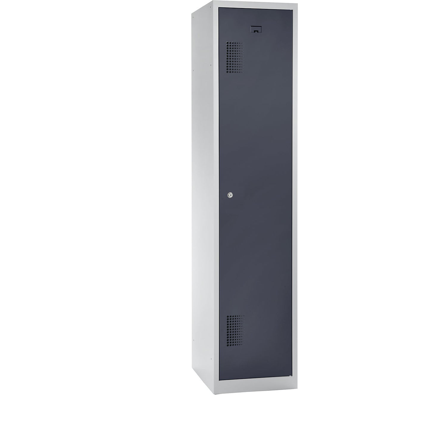 Amsterdam clean and dirty locker, centre divider, 1 compartment, light grey / basalt grey, width 400 mm, cylinder lock.