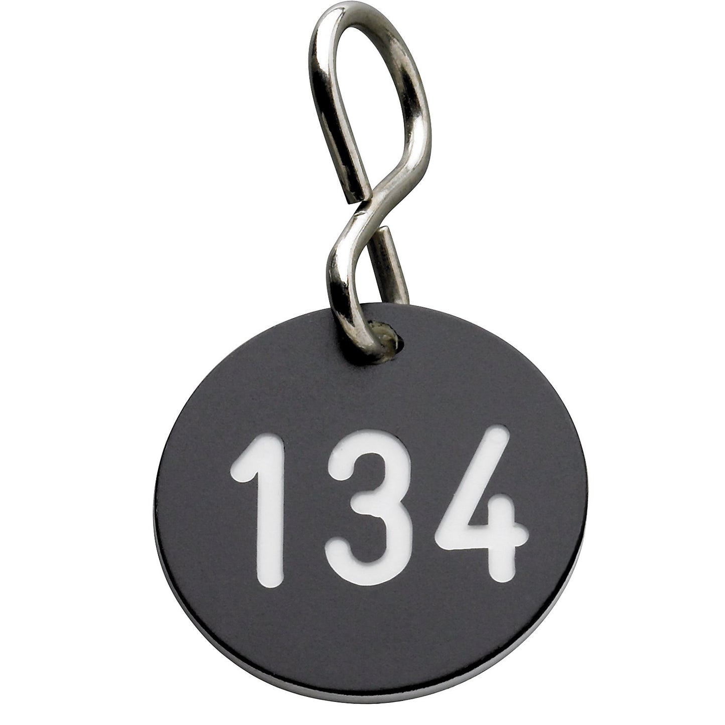 Plastic key tab, with S hook, Ø 30 mm, black.
