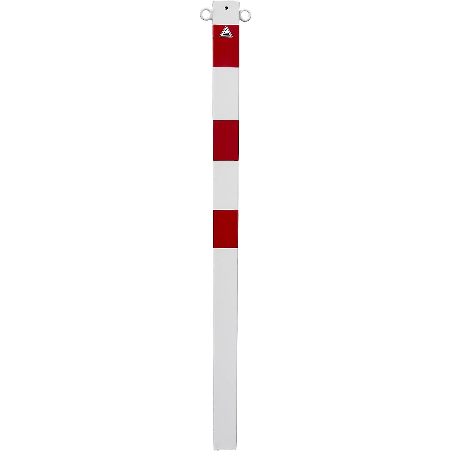 Barrier post, 70 x 70 mm, stationary, for concreting in, two eyelets, white/red.