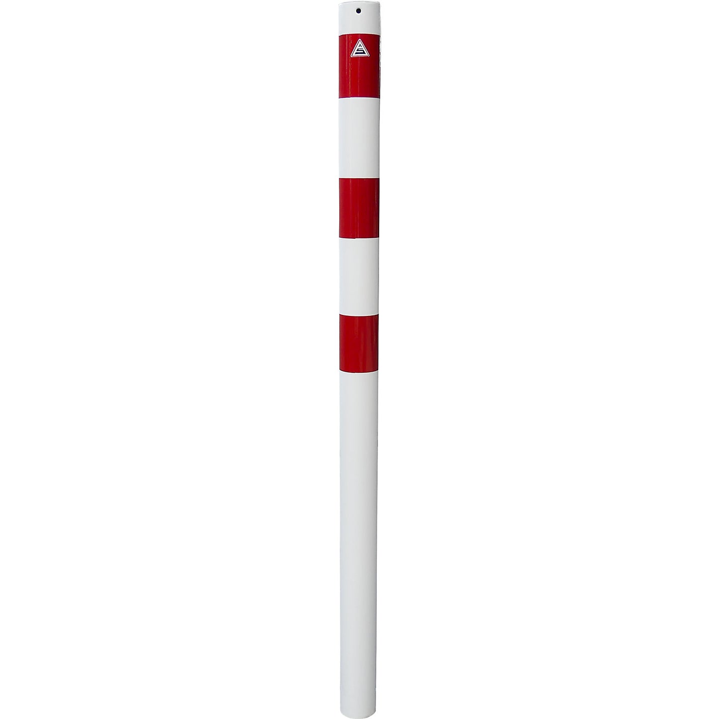Barrier post, Ø 76 mm, white / red, for concreting in, without eyelet.