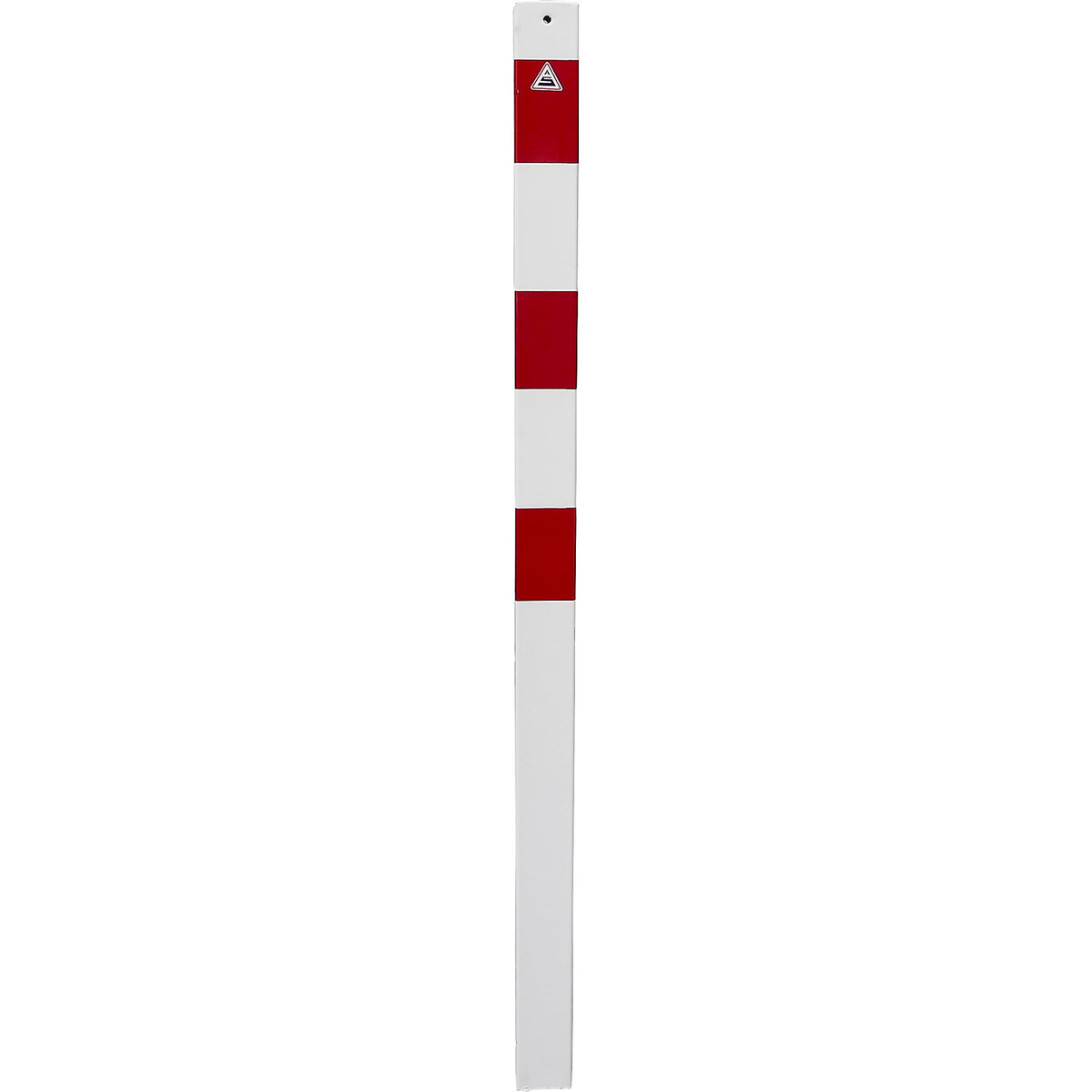 Barrier post, 70 x 70 mm, stationary, for concreting in, without eyelet, white/red.