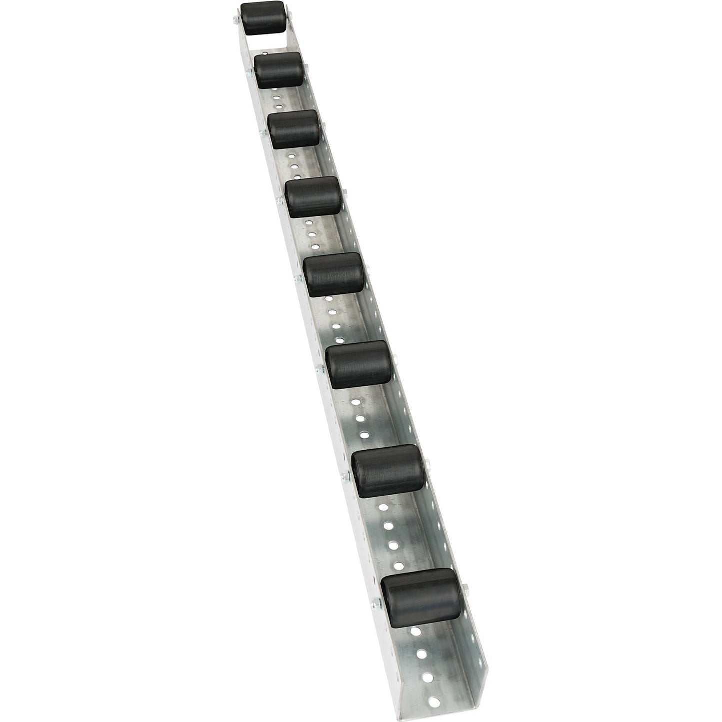 Roller track with cylindrical rollers, spacing 156 mm, Ø 50 mm, plastic, length 2.4 m.