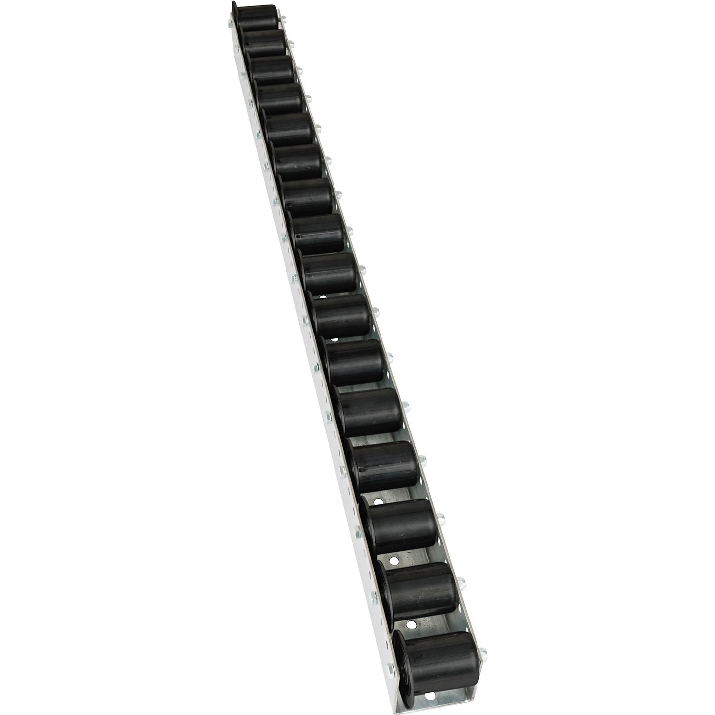 Roller track with flanged rollers, spacing 78 mm, Ø 50 mm, plastic, length 2.4 m.
