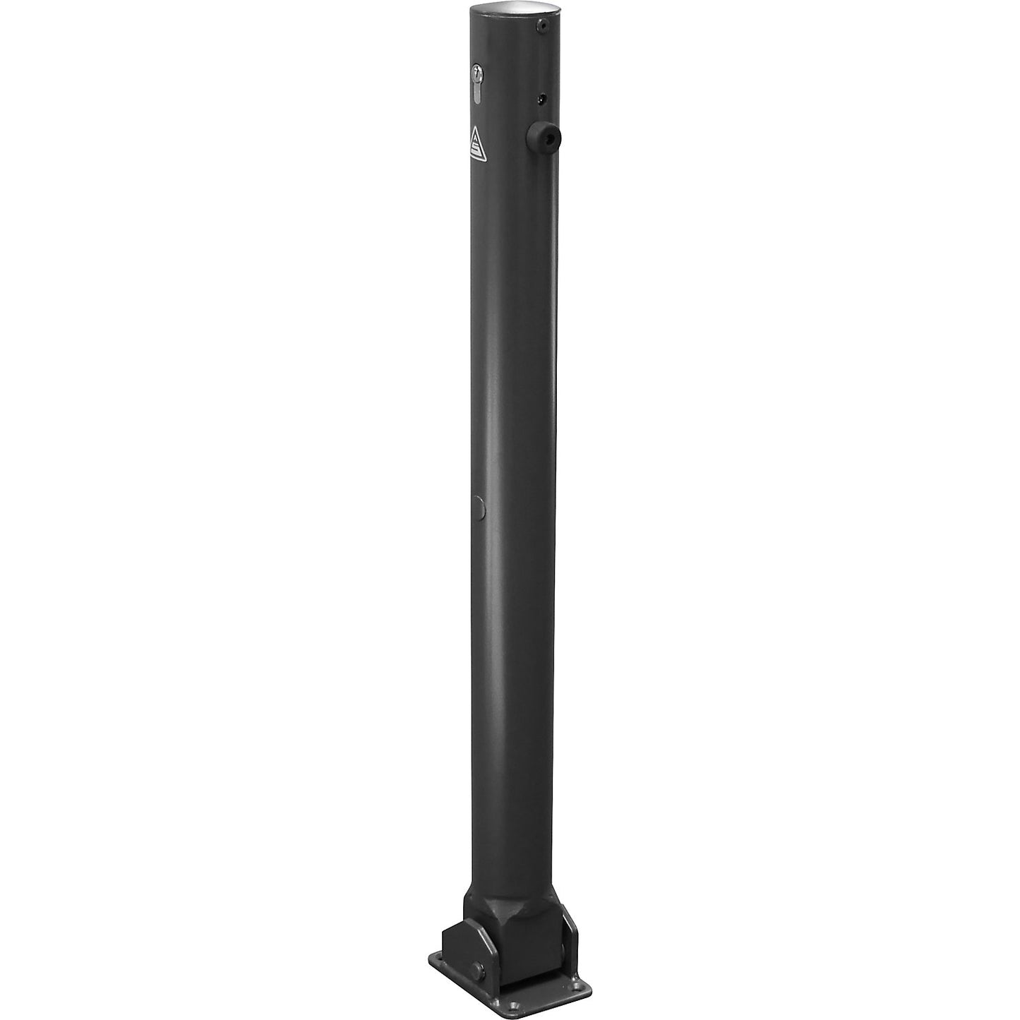 Barrier post, Ø 76 mm, iron mica, folding with profile cylinder, without eyelet.