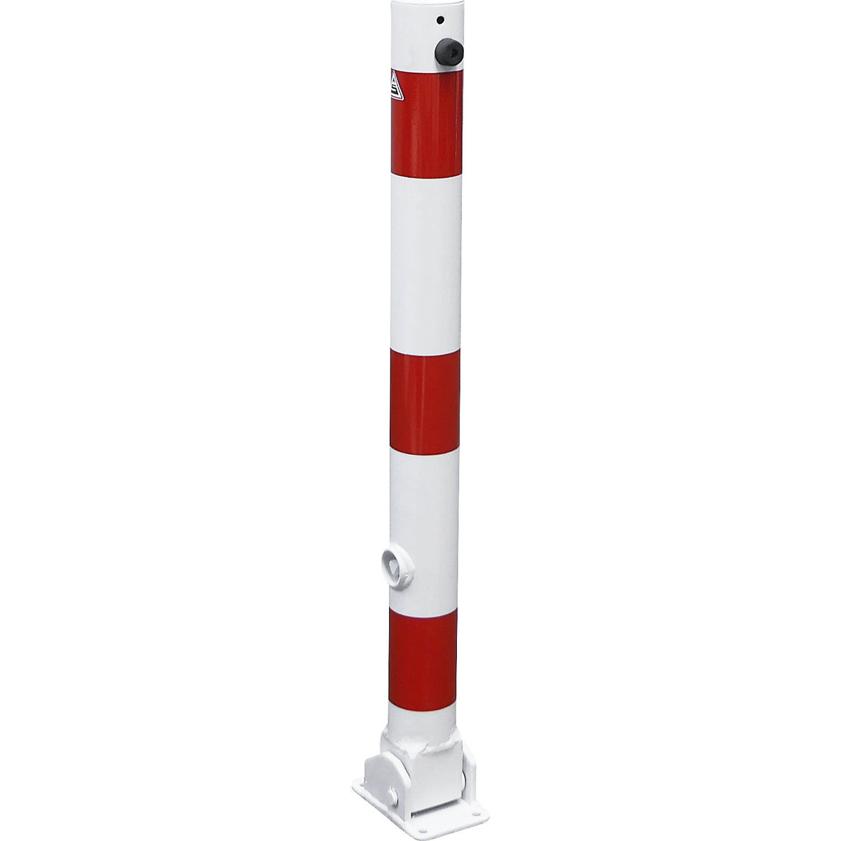 Barrier post, Ø 76 mm, white / red, folding, without eyelet.